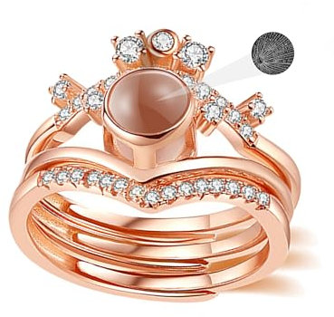 Svyqwmz Ich liebe dich Ring 100 Sprachen benutzerdefinierte Namen Foto Projektion Ring Herz Krone Ring Geburtstag Hochzeit Geschenke für Frauen