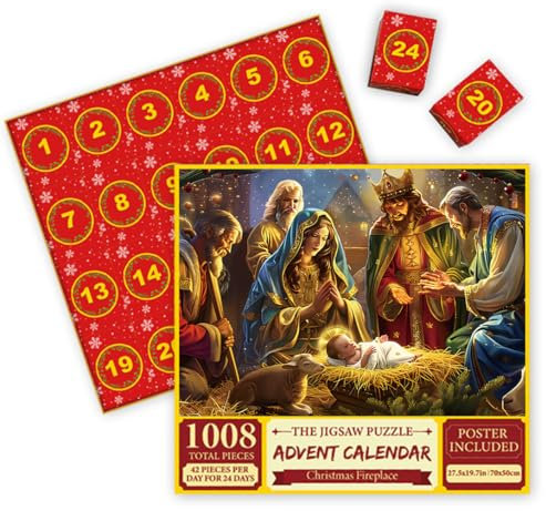 Advent Calendar 2024 Jigsaw Puzzle for Adults/Kids/Teens, 24 Days Christmas Countdown Calendar, 1008 Pieces Jigsaw Advent Calendars for Women, Men, Boys, Girls, Teenagers, Gifts for Xmas