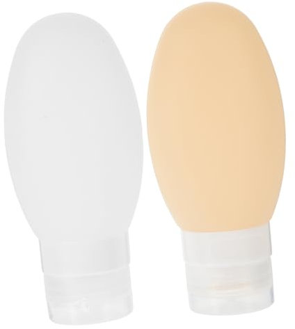Baluue 2piezas Botellas De Viaje De Silicona Reutilizables Con Ventosa Para Loción Gel Champú Cuidado Personal Conjunto Blanco y Amarillo