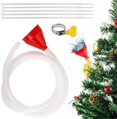 Weihnachtsbaum Bewässerungstrichter Set, Langer Trichter mit Schlauchkabelbindern Weihnachtsbaum-Bewässerungssystem Werkzeug zur Bewässerung für große Baumpflanzen im Innen- und Außenbereich