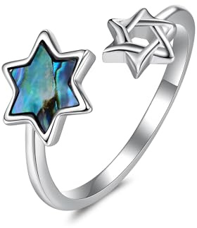 VENACOLY Star of David Ring 925 Sterling Silver Jewish Star of David Jewellery for Women