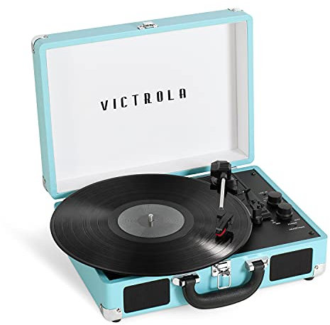 Victrola Journey+ Tocadiscos de Maleta + Bluetooth con Plato Giratorio de Tres velocidades | Turquesa | VSC-400SB-TRQ