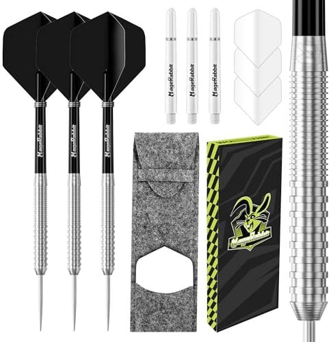 MageRabbit Professionelles Dartpfeil-Set aus 90% Wolfram – 23g Tungsten Steel Tip Darts mit 6 Flights, 6 Schäften & Aufbewahrungstasche – Präzisionsgewichtet für Turniere