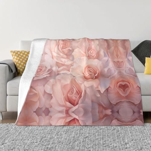 BREAUX Ultraweiche Micro-Fleece-Decke mit Rosenmuster, für Sofa, Bett, vier Jahreszeiten, warme Decke