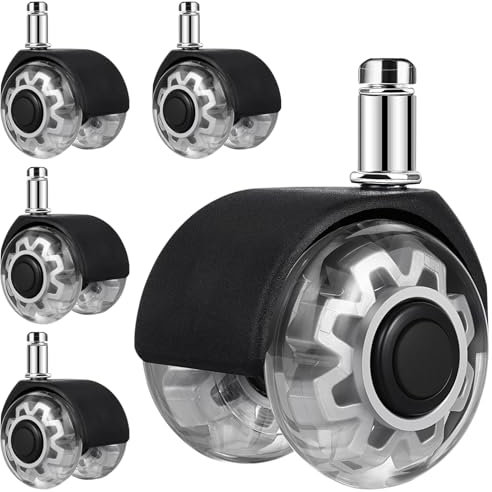 STOBOK 5Pcs Office Chair Wheels Replacement Heavy Duty Casters Wheels Universal Swivel Chair Casters for Computer Gaming Office Chairs to Replace Office Chair Casters