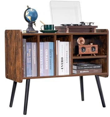 VEVOR Supporto per Giradischi con Ripiani Rimovibili, Supporto per Dischi in Vinile, Armadietto per Dischi con Spazio Massimo 220 Album, Tavolo Regolabile in Altezza per Soggiorno, Camera da Letto