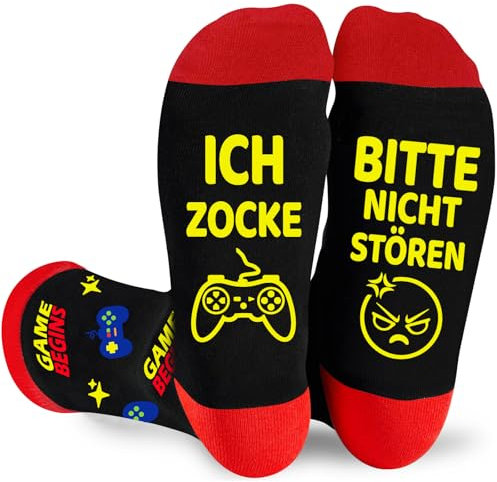 Lustige Geschenke für Männer Socken mit Spruch BITTE NICHT STÖREN ICH ZOCKE, Weihnachtsgeschenke für Männer und Frauen Gaming Zocker Socken, Coole Sachen für Teenager Mädchen Geschenk Junge 10 Jahre