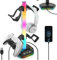 RGB Headset Halterung, RGB Gaming Kopfhörer Ständer, 7+1+1 Ambience-Modus, USB Type-C Datenübertragung, Universal Speicher Organizer für Gamer PC Xbox ONE PS5 Gaming Zubehör(Schwarz)