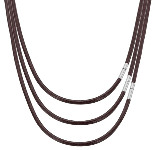 PATIKIL 16/18/20 Leather Necklace Cord, 3 Pcs Waterproof Braided Leather Necklace Cord Woven Wax Rope Chain
