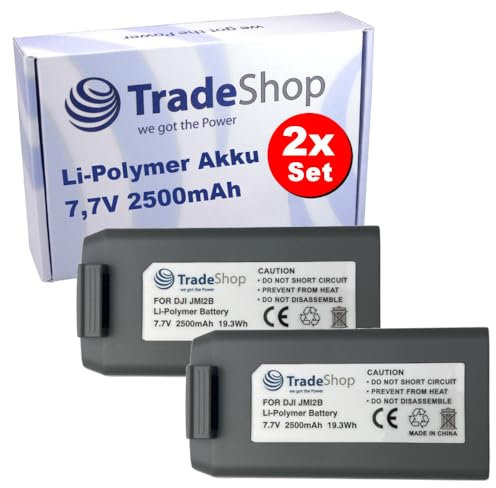 2X Trade-Shop Li-Polymer Flugakku 7,7V 2500mAh kompatibel mit DJI Mini 2 SE, Mini 2, Mini SE, Mavic Mini 2 ersetzt BWX161-2250-7.7, CP.MA.00000326.01