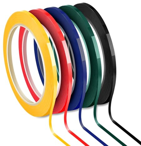 Whiteboard Tape, Chart Tape Assorted 5 Colors Self Adhesive, 3 mm x 66 m per roll, Grid Marking Tape,Whiteboard Gridding Tape for Office (5pack)