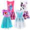 Characters Cartoons Vestito Estivo Bambina Cartoni Animati | Modelli Cotone o Tulle Principessa | Abito Leggero Colorato [10075 Fucsia - 6 Anni]