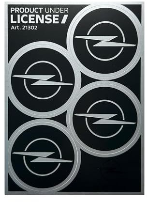 Aufkleber-Set passend für Opel, 4 Logos, Durchmesser 48 mm, Lizenzprodukt, 94 x 131 mm (Schwarz)