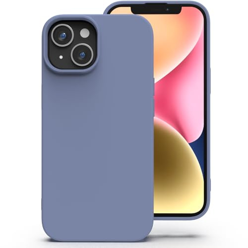Zuvirelx Silikon Handyhülle für iPhone 14 Hülle, Weiches Griff, Dünne, Minimalistisch, Stoßfest, rutschfest, Taschenpassend - Grau