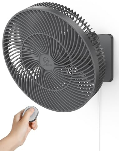 Shinebella Oszillierender Wandventilator mit Fernbedienung, 30,5 cm, 4 leise Geschwindigkeiten, 90 ° Drehung, Timer für Schlafzimmer, Wohnmobil, Badezimmer, inklusive Adapter und 2,5 m Kabel, leicht