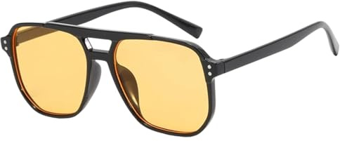 CERCTLA Retro Square Sonnenbrille Damen Herren, Orange Gläser Brille, Retro Pilot Sonnenbrille, UV400 Schutz, Klassisch mit Double Brücke, Trendige