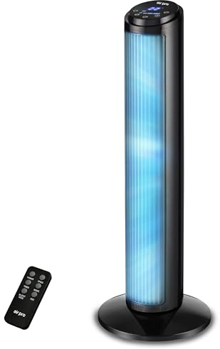 Air Pro 30 Tower Fan SmartVoice™ Control Oscillating Bladeless Fan with Remote - Tall Compact 3 Speeds Quiet 50W Motor Cooling Fan - Floor Standing Fan for Home Office - LED Display 15 Hour Timer