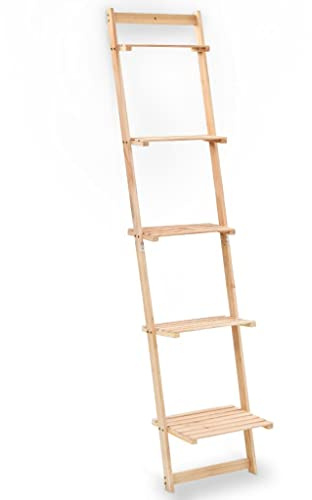Nusvialune Scaffale a scala in legno di cedro, 41,5 x 30 x 176 cm, autoportante, salvaspazio e robusto, per libri, decorazioni e piante, adatto per soggiorno e ufficio