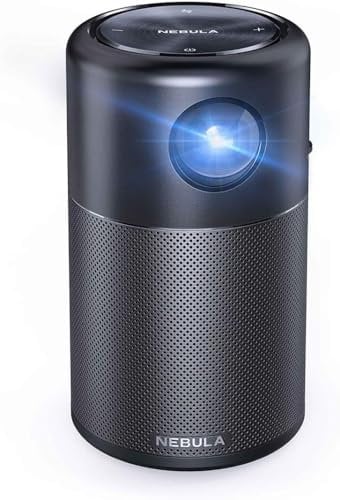 NEBULA Capsule par Anker, Le Pico Projecteur Wi-FI Intelligent - Cinéma Portable 100 ANSI lumens, DLP, Enceinte 360°, Projecteur 100'', Android 7.1, 4 Heures d'autonomie Vidéo, avec Application