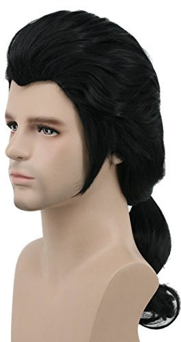 Karlery Men Long Wave Black Gaston Colonial Wig Halloween Costume Cosplay Wig