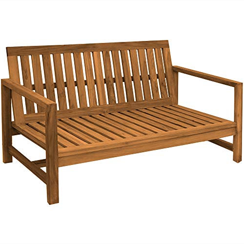 Teako Design Outdoor Sofa Udine 3-Sitzer Teak unbehandeltes Massivholz Breite 180 cm Wetterfest Couch Gartensofa