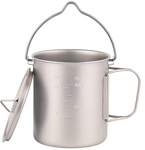 WOVELOT Outdoor Titanium Pot Cup Mug Pots Tableware Camping Cup Picnic Water Cup Mug Of Coffee Tea With Lid Pot 750Ml