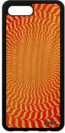 Coque en Bois pour Honor 10 Silicone Illusion d'optique Etui Souple Pas Cher Smartphone Orange Rond Spirale pour Huawei Magie Cercle Moderne