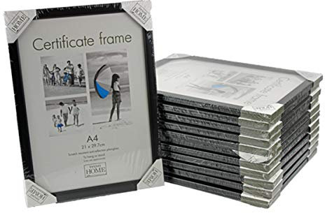 Innova Home Pack of 12 Plastic A4 Certificate Photo Picture Frame Styrene Acetate Fronts With Stands (Black)