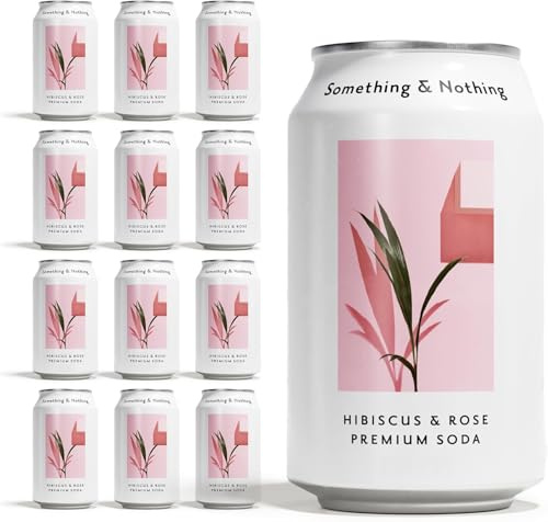 Something & Nothing Hibiscus & Rose Flavoured Sparkling Water | 12 x 330ml Cans, Lightly Carbonated Fizzy Soda Waters with Added Grape & Lemon Juice, Vegan & Low Calorie Healthy Soft Drinks