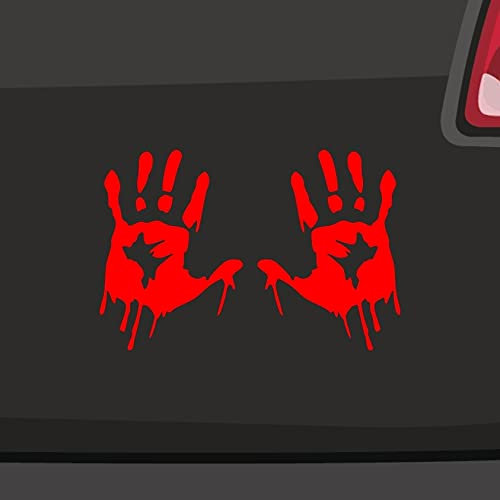 Autoaufkleber 2x blutige Hände -6 Größen- Halloween Blut Spaß Größe=Gesamtgröße in 6 Größen und 21 Farben