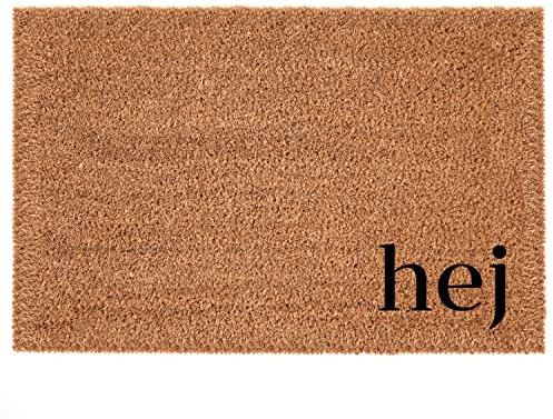 Interluxe Kokos Fußmatte - hej - Türmatte als Geschenk für den Einzug Fußabtreter Schmutzfangmatte 100% Made in Germany (50 x 70 cm)
