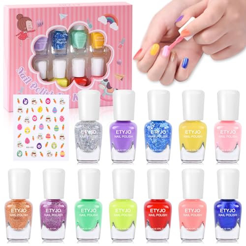 ETYJO 12 Colors Nail Polish Kids Set for Girls Gift