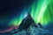 adrium Acryl-Bild 80 x 50 cm: Nordlichter beleuchten einen Berggipfel von oben, erstellt mit generativer KI (207597180)