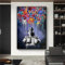 Banksy Wandkunst Junge fliegt mit Ballon Poster Leinwanddrucke Bunte Graffiti Kunst Poster Mode Leinwand Malerei Dekor 50x70cm (20x28in) Rahmenlos