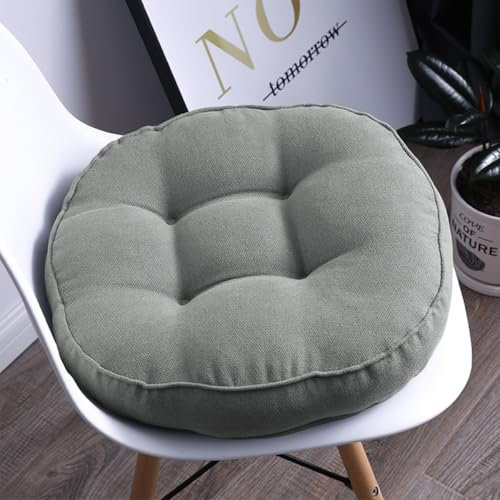 2er Set Stuhlkissen, Sitzkissen Boden für Indoor und Outdoor, Waschbare Stuhlauflage für Bank und Stuhl, Bodenkissen für Zuhause Büro Küche Esszimmer,Hellgrau,Rund, 50x50cm