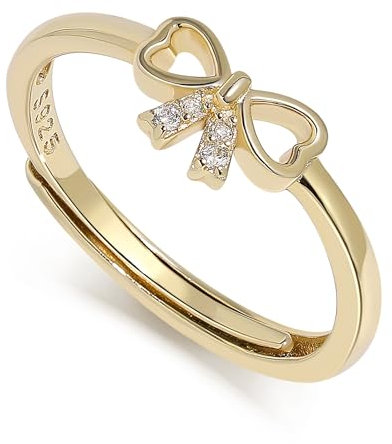 Meissa Bagues Délicates en Forme de Nœud, Bagues Infini pour Femmes Filles, Bague Plaquée Or Rose 925 Argent Sterling, Bague Ajustable, Bagues Promesse pour l'Amitié, Or