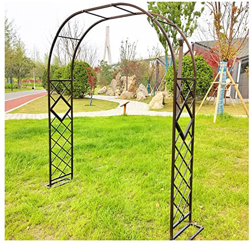 Metal Garden Arch Trellis 180cm Wide Dark Green Arbor for Climbing Plants Rose Arch Pergola Ideal Entrance for Garden Patio or Walkway