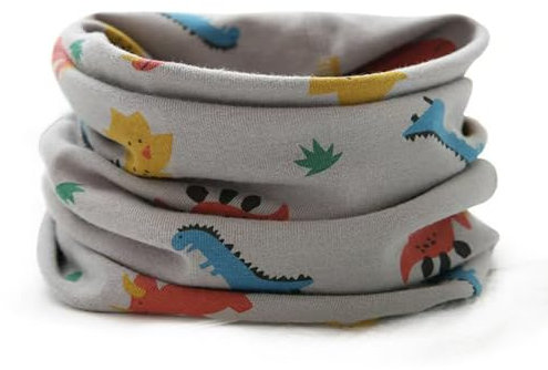 ENSTAB Baby Schal Baumwolle Loop Schal Kinder Baby Loop Hals Wärmer Schlauchschal Mädchen und Junge (B-Grau Dinosaurier)