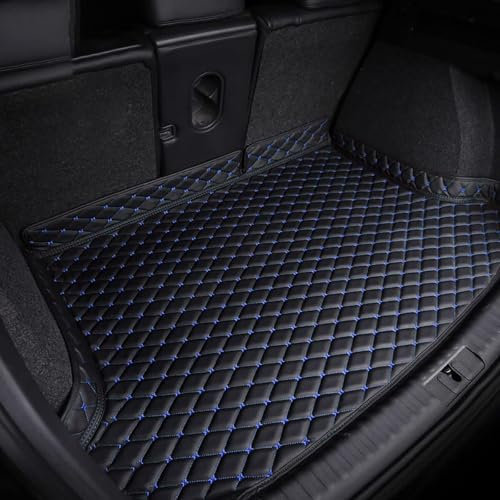 Car Boot Liners for Dacia Duster 2018-2023, Car Leather Boot Mats Waterproof Anti-Scratch Non-Slip Trunk Pad All-Weather Protection Boot Mats Trunk Liner,C Black+Blue