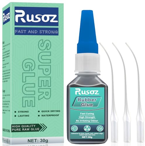 Rusoz Colla per Gomma 30g, Colla di Gomma per Incollare Istantaneamente e Riparare Mastice per Scarpe per Prodotti in Pneumatici, Stivali, Cinture, Lavori di Bricolage