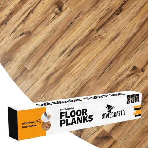 Self Adhesive Floor Planks - 20 Pack Cover 29.92 sq ft / 2.78 sqm- Vinyl Flooring Set - Peel and Stick Tiles - 36x5.98 in (91.4x15.2cm) - Brown Vinyl Floor Tiles - Sandalwood Glow Design