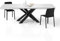 Table de salle à manger extensible moderne 160 (240 x 90 cm) blanche avec pieds croisés noirs élégants design italien