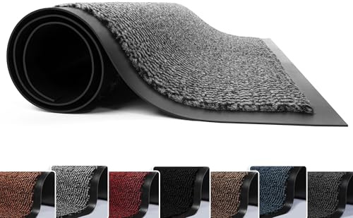 FB FunkyBuys Washable Door Mats - Heavy Duty, Non-Slippery & Stylish Floor Mat - Door mat indoor Large Rubber Indoor & Outdoor Doormats for Perfect Dust Grabbing (Grey-waved, 60 x 80 CM)