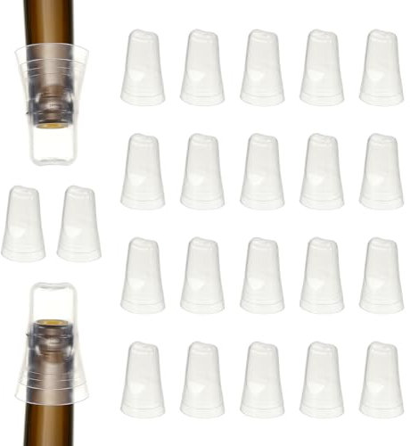 sourcing map 24pcs Pour Spout Covers, Universal Bottle Liquor Pourer Covers Bottle Translucent Dispenser Dust Cover for Home Kitchen Tools Supplies, Clear