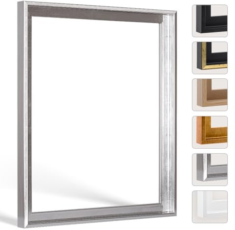 Bildershop-24 Schattenfugenrahmen Lemgo für Keilrahmenbilder und Leinwände 30x40cm Silberglanz Vintage Silber