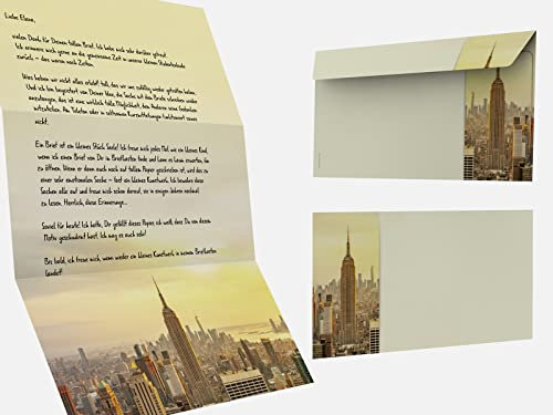 USA-Designpapier-Serie Briefpapier Set Road Trip New York, 100-teilig mit 50 Blatt Motivpapier DIN A4, 90g/qm und 50 passenden DIN LANG-Briefumschlägen