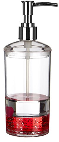 Premier Housewares 1601655 Acrylic Lotion/Soap Dispenser, Clear/Red, 7 x 7 x 19 cm