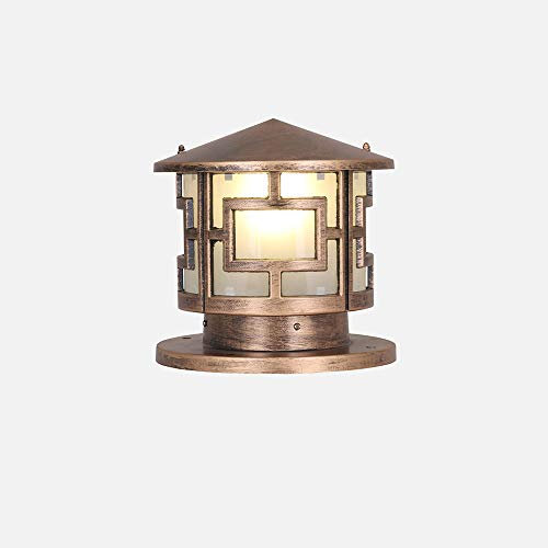 Outdoor Retro Sockelleuchte Antik Bronze Säule Lampe Wasserdichte Gartenleuchte Tür Villa Hotel Rasen Landschaft Hof Garten Balkon Terrasse Boden Pollerleuchte Stand Laterne (25 * 25 * 25cm)