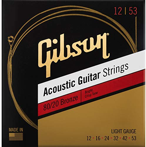 GIBSON ACCESSORIES Cordes 80/20 Bronze Acoustic Light 12-16-24-32-42-53, pour guitare acoustique (SAG-BRW12)