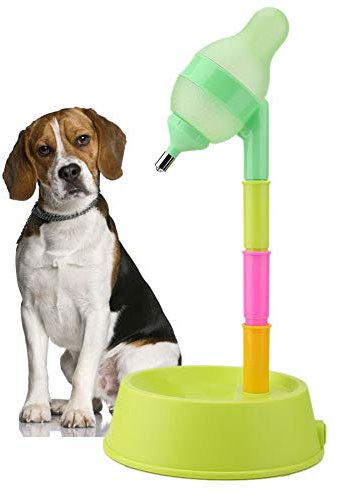 Dispenser per acqua per animali domestici Dispenser per acqua in piedi per gatti Cat Ciotola per cani in piedi Altezza regolabile per acqua Potabili Bottiglia per bevande con ugello antigoccia(verde)